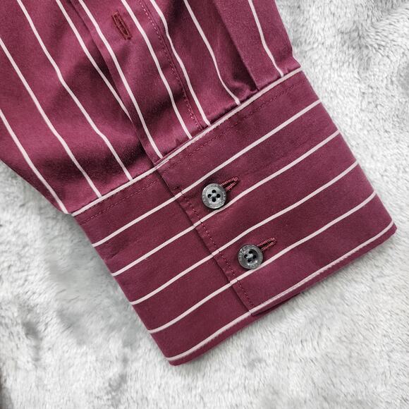 Lands End Top Womens 22W Burgundy White Striped Popover No Iron Supima Cotton - Picture 3 of 10